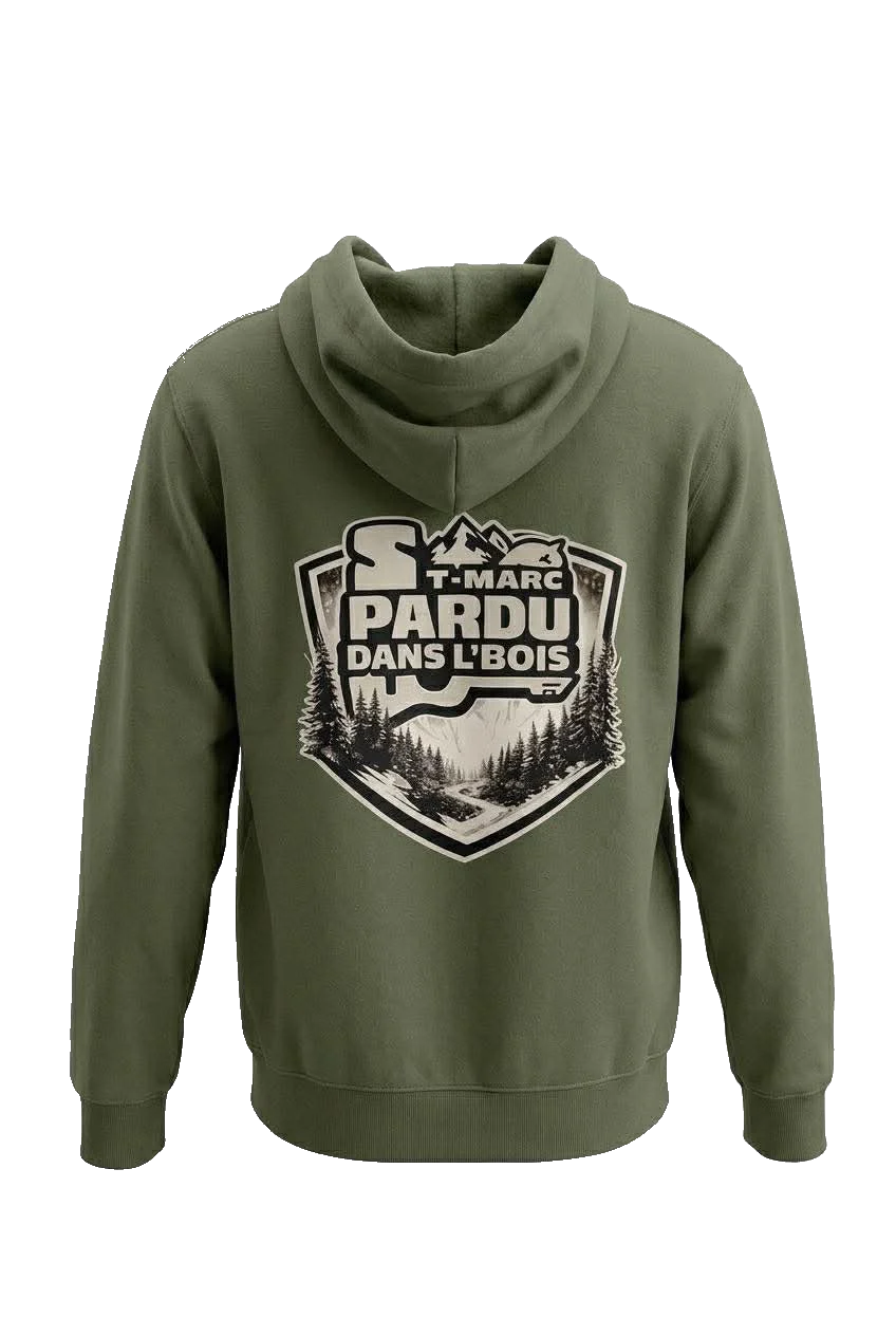 St-Marc Pardu dans L'bois merch hoodie backpatch vert