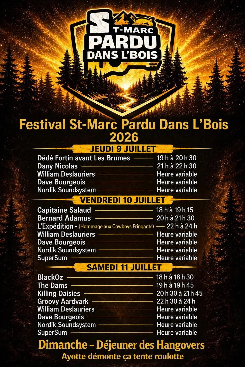 Programmation Festival St-Marc Pardu Dans L'Bois